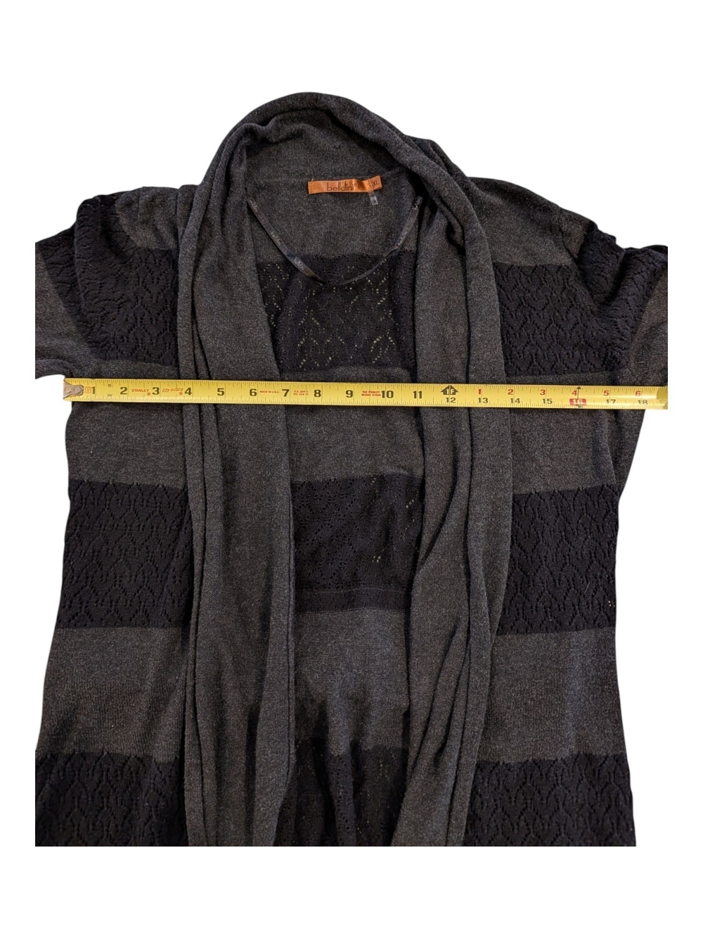 Belldini Women's Open-Front Striped Gray Cardigan - Picture 5 of 5